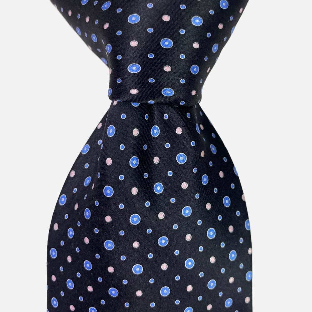Brioni Necktie Tie XL Blue Polka Dot Silk Made in Italy Designer Men's Neck Tie